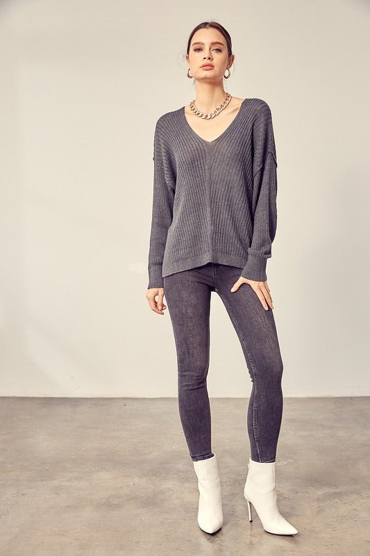 V - Neck Knit Top - Happily Ever Atchison Shop Co.
