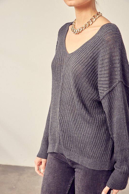 V - Neck Knit Top - Happily Ever Atchison Shop Co.