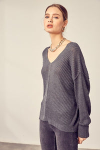 V - Neck Knit Top - Happily Ever Atchison Shop Co.