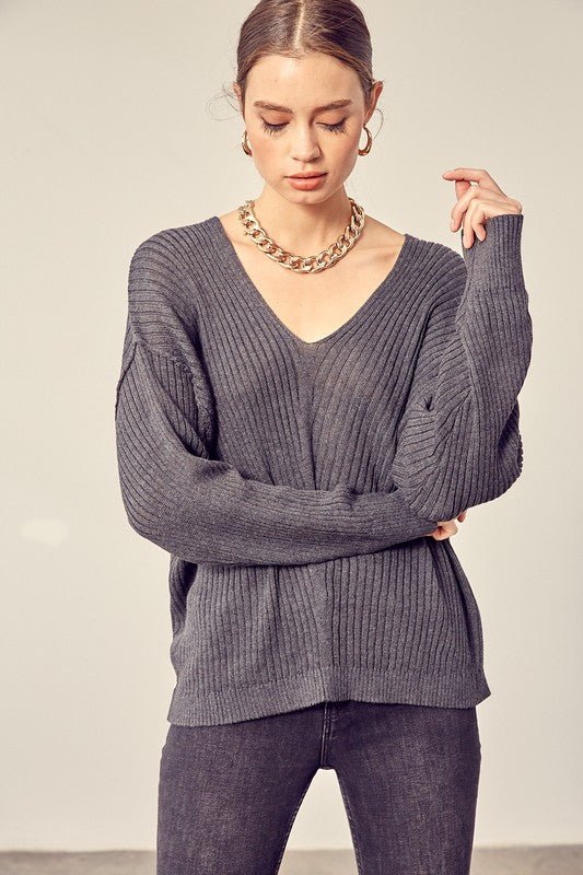V - Neck Knit Top - Happily Ever Atchison Shop Co.