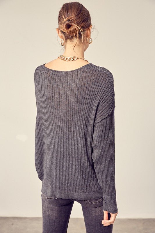 V - Neck Knit Top - Happily Ever Atchison Shop Co.