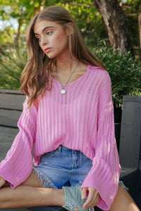 V Neck Loose Sweater Top - Happily Ever Atchison Shop Co.