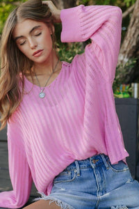 V Neck Loose Sweater Top - Happily Ever Atchison Shop Co.