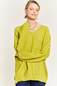 V - NECK OVERSIZED SWEATER - Happily Ever Atchison Shop Co.