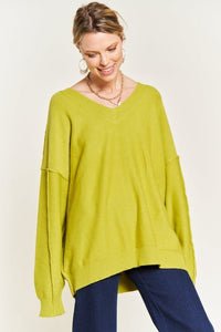 V - NECK OVERSIZED SWEATER - Happily Ever Atchison Shop Co.