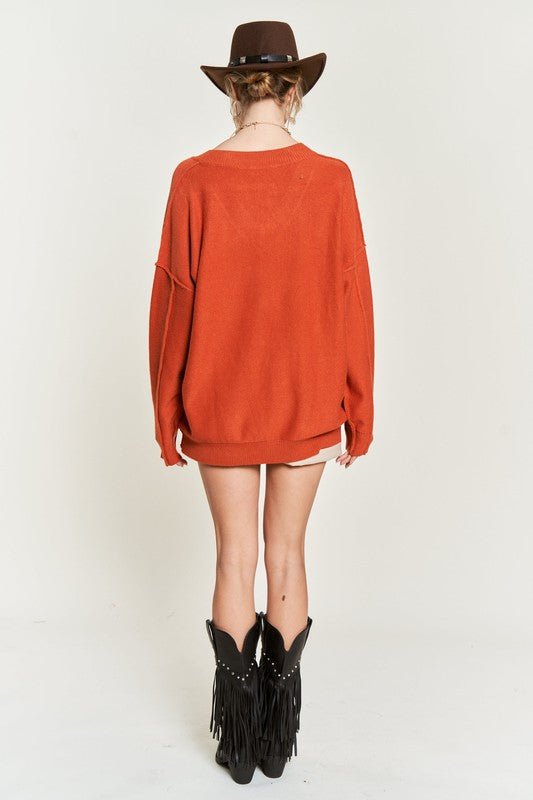 V - NECK OVERSIZED SWEATER - Happily Ever Atchison Shop Co.