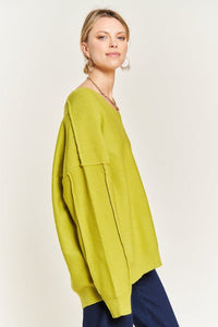 V - NECK OVERSIZED SWEATER - Happily Ever Atchison Shop Co.