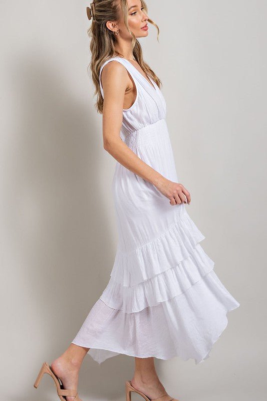 V - Neck Ruffle Maxi Dress - Happily Ever Atchison Shop Co.