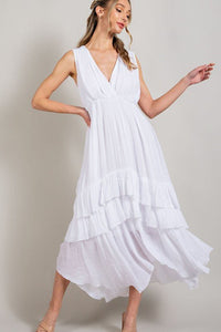 V - Neck Ruffle Maxi Dress - Happily Ever Atchison Shop Co.