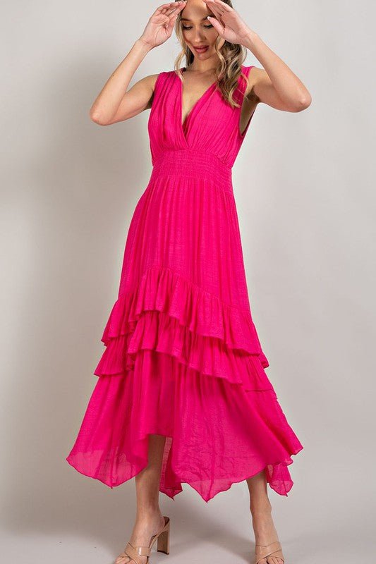 V - Neck Ruffle Maxi Dress - Happily Ever Atchison Shop Co.