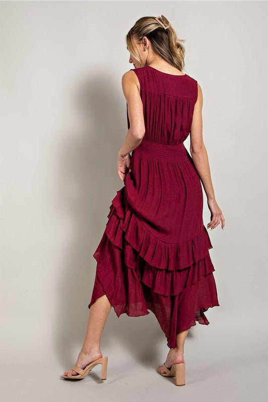 V - Neck Ruffle Maxi Dress - Happily Ever Atchison Shop Co.