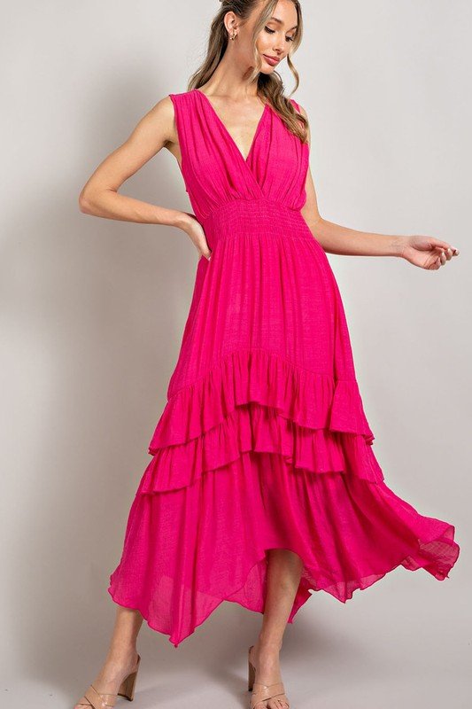 V - Neck Ruffle Maxi Dress - Happily Ever Atchison Shop Co.