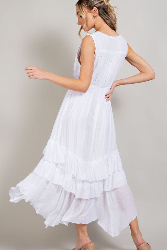 V - Neck Ruffle Maxi Dress - Happily Ever Atchison Shop Co.