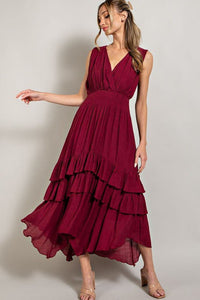 V - Neck Ruffle Maxi Dress - Happily Ever Atchison Shop Co.