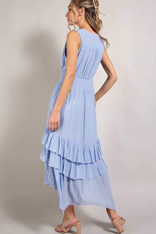 V - Neck Ruffle Maxi Dress - Happily Ever Atchison Shop Co.