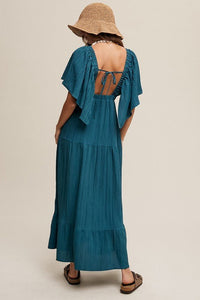 V - neck Ruffle Sleeve Flowy Vacation Dress - Happily Ever Atchison Shop Co.