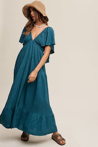 V - neck Ruffle Sleeve Flowy Vacation Dress - Happily Ever Atchison Shop Co.