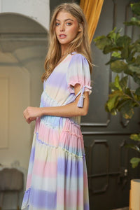 V - Neck short Puff Sleeve Maxi Dress - Happily Ever Atchison Shop Co.