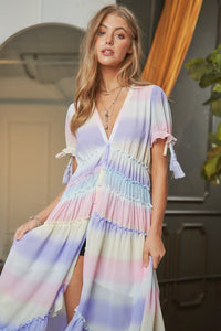 V - Neck short Puff Sleeve Maxi Dress - Happily Ever Atchison Shop Co.