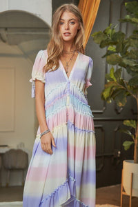 V - Neck short Puff Sleeve Maxi Dress - Happily Ever Atchison Shop Co.