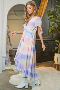 V - Neck short Puff Sleeve Maxi Dress - Happily Ever Atchison Shop Co.