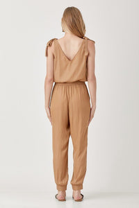 V - Neck Smocked Waist Jogger Jumpsuit - Happily Ever Atchison Shop Co.