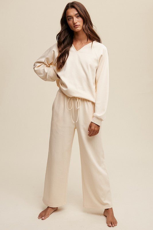 V - neck Sweatshirt and Pants Set - Happily Ever Atchison Shop Co.