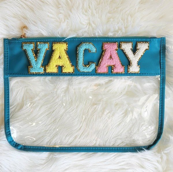 Varsity Letter Clear Pouch Travel Organizer - Happily Ever Atchison Shop Co.