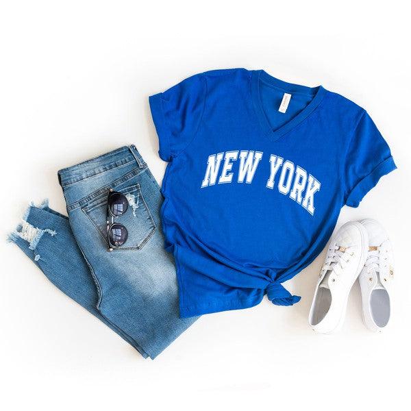 Varsity New York Graphic V - Neck Tee - Happily Ever Atchison Shop Co.