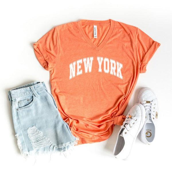 Varsity New York Graphic V-Neck Tee - Happily Ever Atchison Shop Co. 