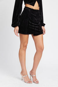 VELVET MINI WRAPPED SKIRT - Happily Ever Atchison Shop Co.