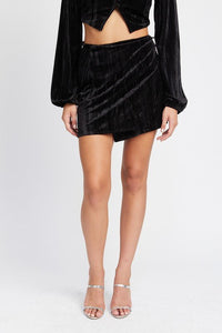 VELVET MINI WRAPPED SKIRT - Happily Ever Atchison Shop Co.