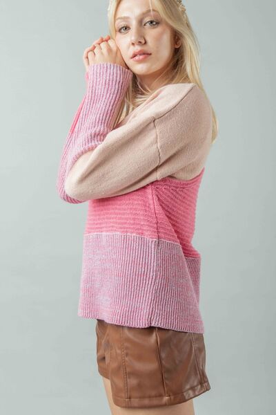 Very J Color Block Long Sleeve Sweater - Happily Ever Atchison Shop Co.