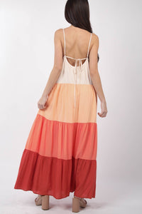 VERY J Color Block Tiered Maxi Cami Dress - Happily Ever Atchison Shop Co.