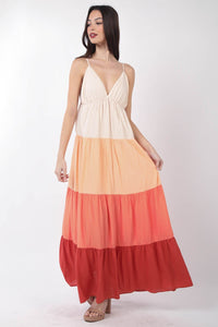 VERY J Color Block Tiered Maxi Cami Dress - Happily Ever Atchison Shop Co.