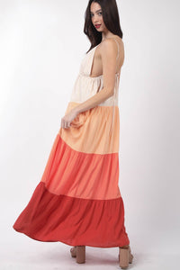 VERY J Color Block Tiered Maxi Cami Dress - Happily Ever Atchison Shop Co.