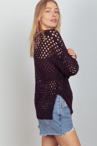 VERY J Openwork Slit Knit Cover Up - Happily Ever Atchison Shop Co.