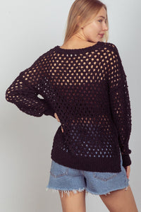 VERY J Openwork Slit Knit Cover Up - Happily Ever Atchison Shop Co.