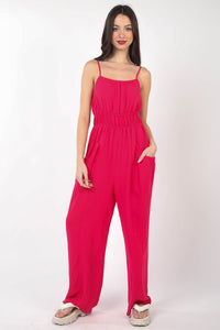 VERY J Pintuck Detail Woven Sleeveless Jumpsuit - Happily Ever Atchison Shop Co.