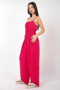 VERY J Pintuck Detail Woven Sleeveless Jumpsuit - Happily Ever Atchison Shop Co.