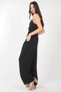 VERY J Pintuck Detail Woven Sleeveless Jumpsuit - Happily Ever Atchison Shop Co.