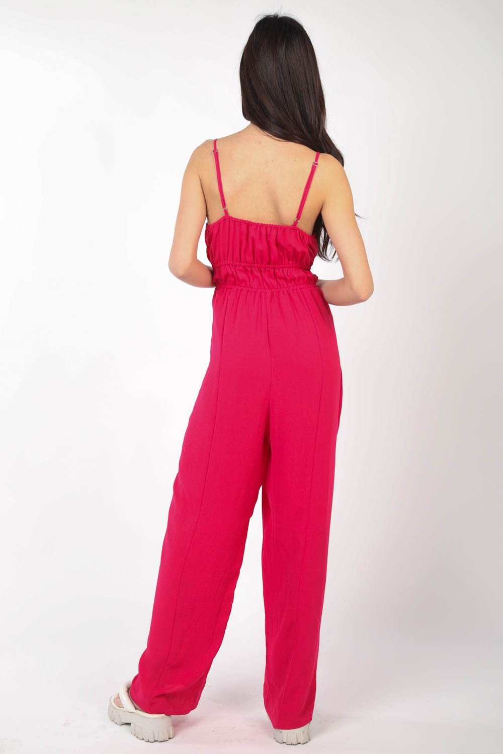 VERY J Pintuck Detail Woven Sleeveless Jumpsuit - Happily Ever Atchison Shop Co.