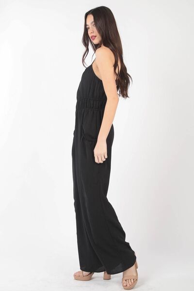 VERY J Pintuck Detail Woven Sleeveless Jumpsuit - Happily Ever Atchison Shop Co.