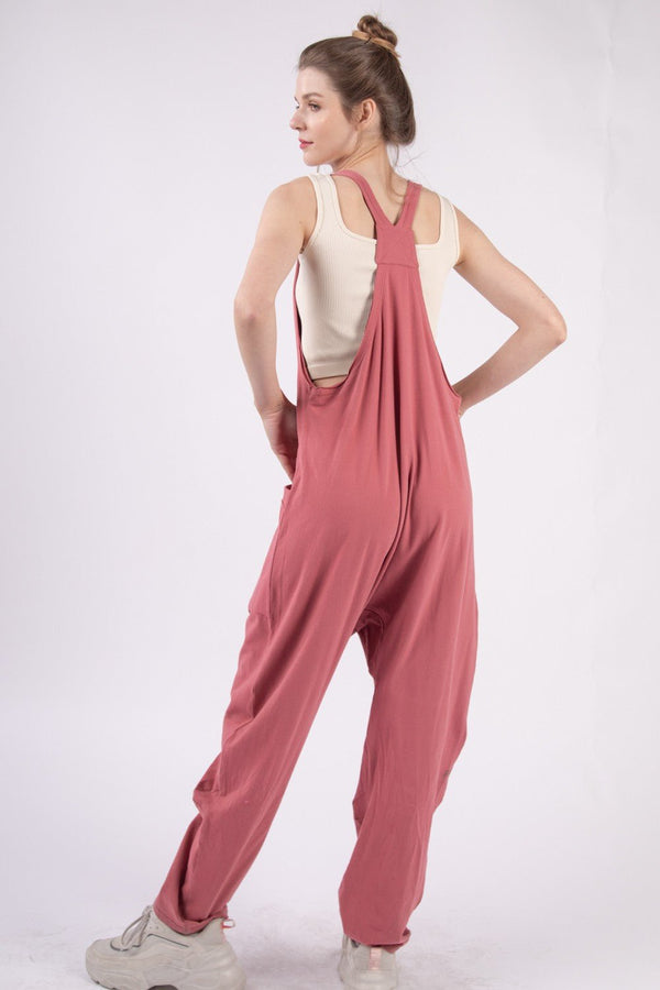 VERY J Plunge Sleeveless Jumpsuit with Pockets - Happily Ever Atchison Shop Co.