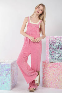 VERY J Texture Washed Wide Leg Overalls - Happily Ever Atchison Shop Co.