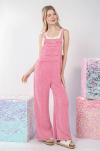 VERY J Texture Washed Wide Leg Overalls - Happily Ever Atchison Shop Co.