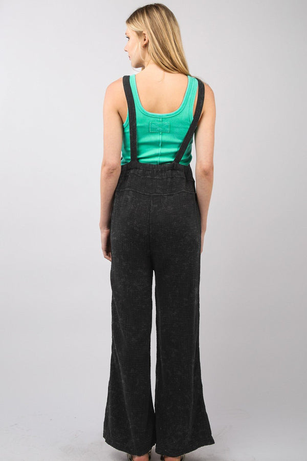 VERY J Texture Washed Wide Leg Overalls - Happily Ever Atchison Shop Co.