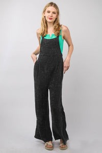 VERY J Texture Washed Wide Leg Overalls - Happily Ever Atchison Shop Co.