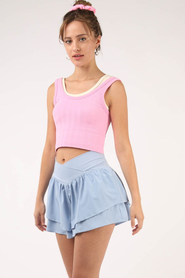VERY J V - Shaped High Waist Layered Active Shorts - Happily Ever Atchison Shop Co.