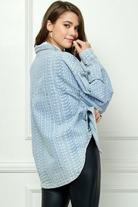 Veveret Button Up Dropped Shoulder Denim Top - Happily Ever Atchison Shop Co.